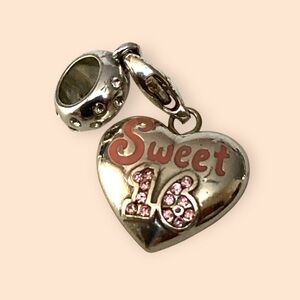 Brighton “Sweet 16” Heart Charm – Pink Enamel & Rhinestones 1678